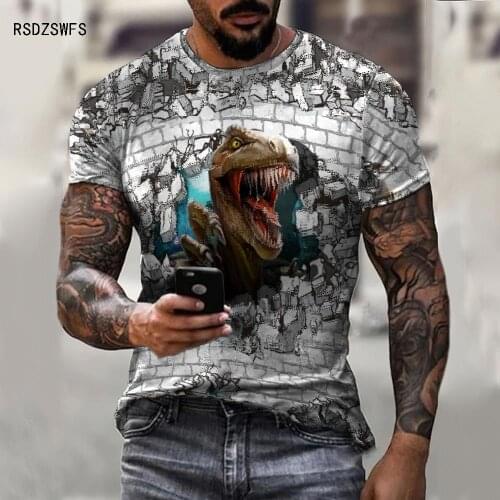 Fashion Cool Men Tshirts Dinosaur Print 3d T Shirt Boys & Girls Children Cartoon Summer Short Sleeve T-Shirt Tops Tee Clothing