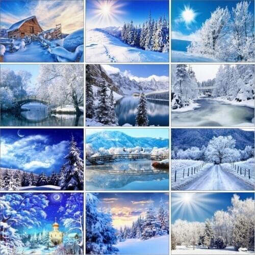 Diamond Painting Winter Diamond Embroidery Snow Scenery Needlework Full Square Landscape Mosaic Cross Stitch Wall Decor