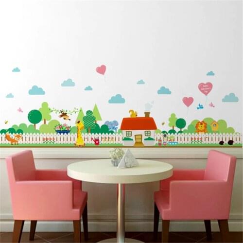 Country Garden Fence Height Measure wall sticker for kids rooms Bedroom Garden wall decal poster 3d Village decoration