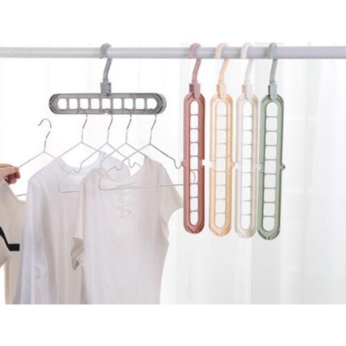 Anti-slip 9-hole Clothes Pants Scarf Hanger Drying Rack Hook Wardrobe Organizer