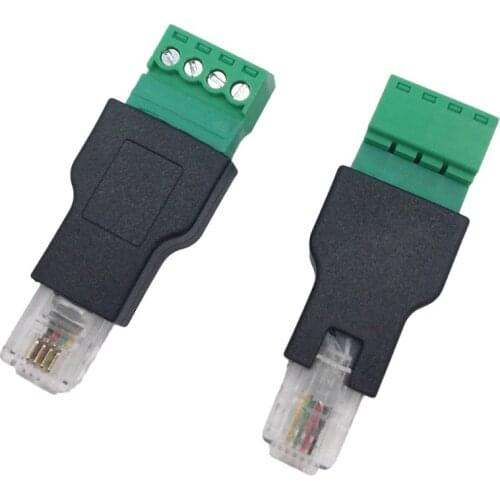2021 New RJ11 to Screw Terminal Adapter RJ11 Male to 4 Pin Connector Splitter Shield Plug