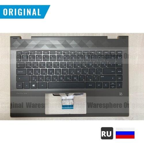New Original Upper Case for HP 14-CD Palmrest Top Cover With Non-Backlit Keyboard Black RU Layout Golden Side
