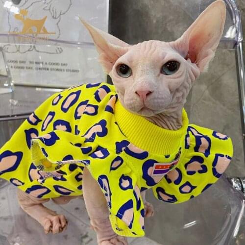 Sphynx Cat Clothes，Sphynx Hairless Cat Cute Breathable Summer Cotton Dress Skirt Shirts For Sphinx Fairless Cat