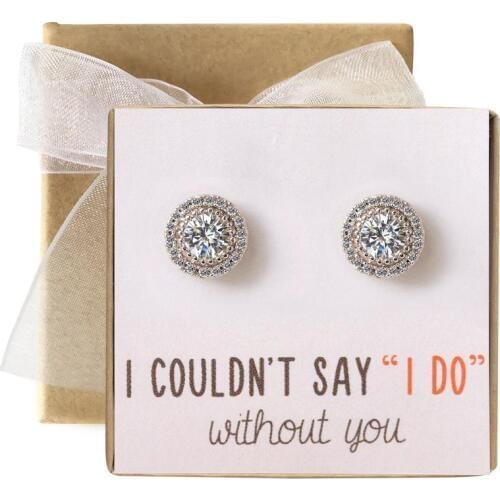 Personalize will you be my Bridesmaid proposal gifts, bridesmaid Earrings, Silver Stud Earrings, Bridal Party rose gold Jewelry