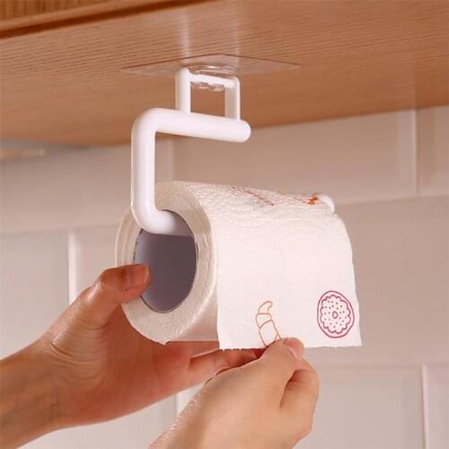 Tissue Hanger Plastic Paper Roll Holder Wall Mounted Towel Storage Rack Toilet Paper Bar Cabinet Rag Holder For Kitchen Bathroom