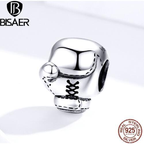 BISAER Authentic 925 Sterling Silver Boxing Sets Gloves Beads Charms fit Bracelets & Bangles Sterling Silver Jewelry ECC1325