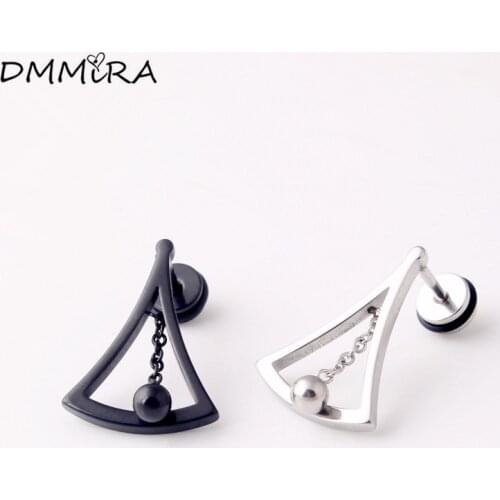 Fashion Punk Color gold Black Sector Titanium Steel Women Men Hollow Clock Hypnosis Pendulum Chain Earrings Brincos Jewelry