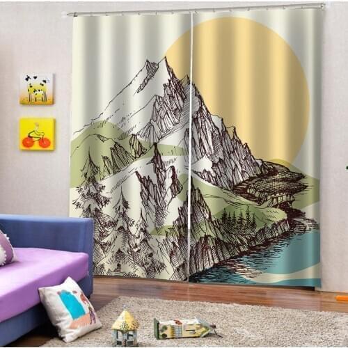 Digital Printing Modern Curtains Landscape Curtains For Living Room Bedroom Kitchen Home Decor Mountain Drapes
