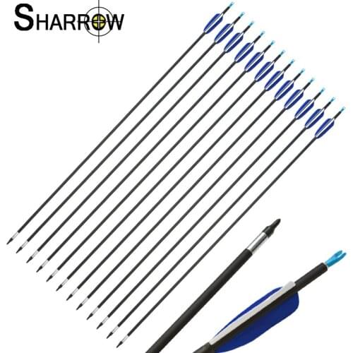 6/12pcs Spine 700 Archery Mixed Carbon Arrow Total Length 82.1cm ID 5.2mm with Replaceable Arrowheads for Shooting Hunting