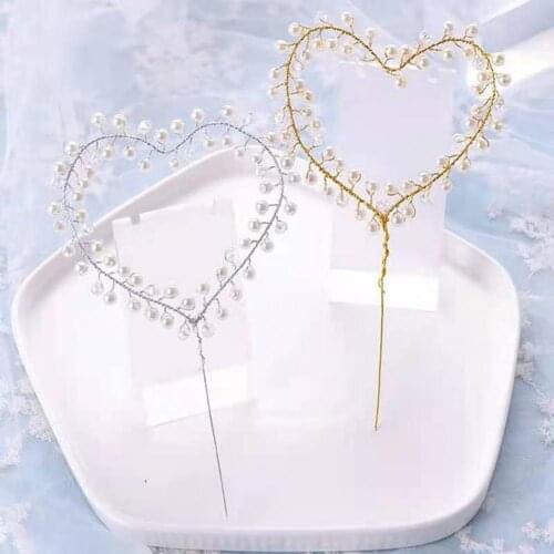 Cake Topper Stylish Exquisite Metal Heart Shape Visual Effect Cake Decor Food Grade Materials Durable Pastry Topper for Home
