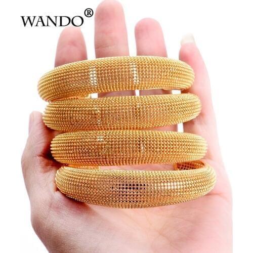 WANDO 4pcs Dubai Wedding Bracelets Ramadan Jewelry For Women Gold Color Arab/Ethiopian jewelry Middle East Bangles Gift B181