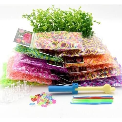 600 pcs refill! Loom Band Hand-woven Rainbow Weave Childrens Arts & Crafts, DIY Toys Three Color Rubber Bands Bracelet