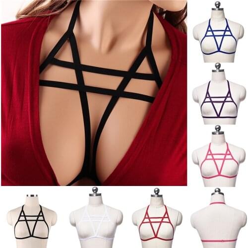 Womens multicolor stretch tight-fitting gothic blouse sexy lingerie fetish wear cage bra handmade cupless bondage underwear