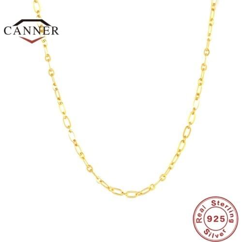 CANNER Real 925 Sterling Silver O-shaped Interval Ladies Clavicle Necklace For Women Fashion Chain Necklaces Jewelry Collares