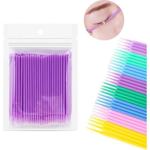 100PCS Disposable Micro Brush Applicator Colorful Cotton Swabs Eyelashes Removing Cleaning Makeup Brushes Make Up Tools