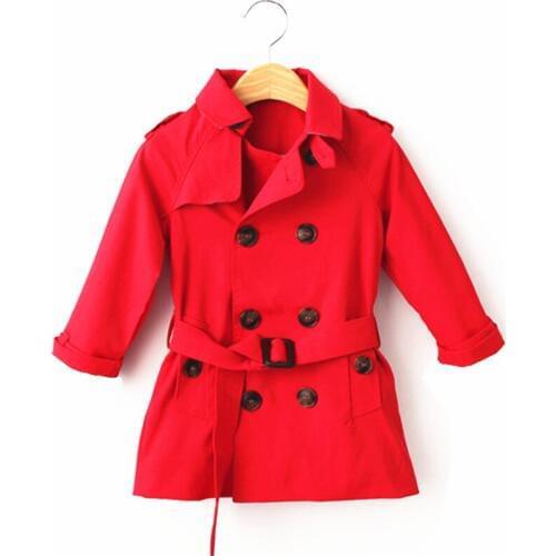 Baby Girls Boys Trench Coat Windproof Jacket British Double Breasted Windbreaker Button Belt Luxury Plaid Outwear Outfit 2021 30
