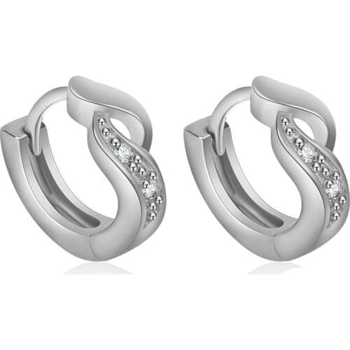 2021 New Arrival Free Classic Silver Color Earrings Fashion Luxury Crystal Inlaid Buckle Ear Jewelry For Women Wholesale