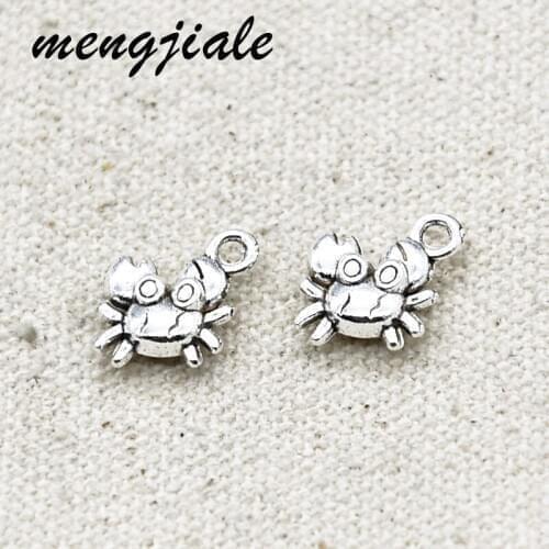 22pcs/lot Vintage Crab Pendants Charm For Jewelry Making antique silver Color Crab Pendants Charm Crab 12x11mm
