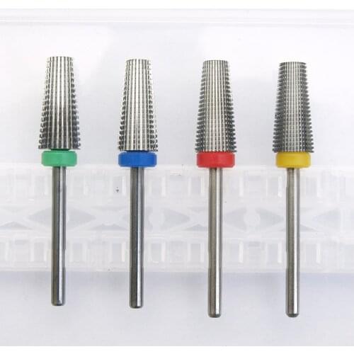 4 in 1 Tapered Safety Carbide Nail Drill Bits With Cut Drills Carbide Milling Cutter For Manicure Remove Gel Nails Accessories