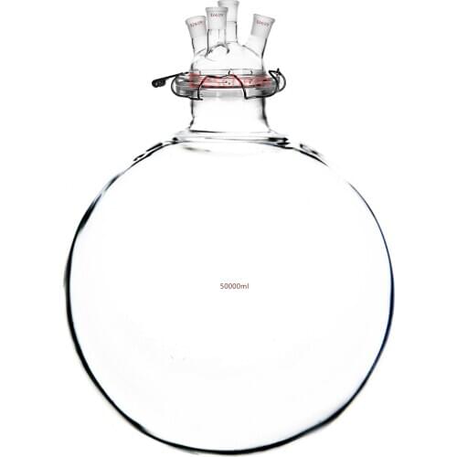 50000ml 24/29 Glass Reaction Kettle 4-Neck 50L Lab Reactor W/Steel Clamp & Four Neck Lid