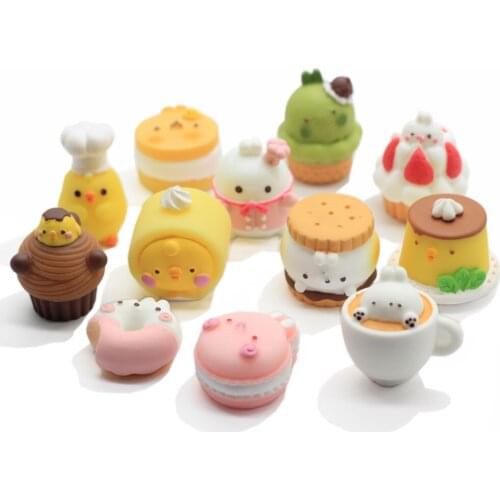 50/100/pc 3D Kawaii Donut Cookies Resin Cabochon Beads Simulation Food Art Craft Children Dollhouse Toy Decoration DIY Accesso