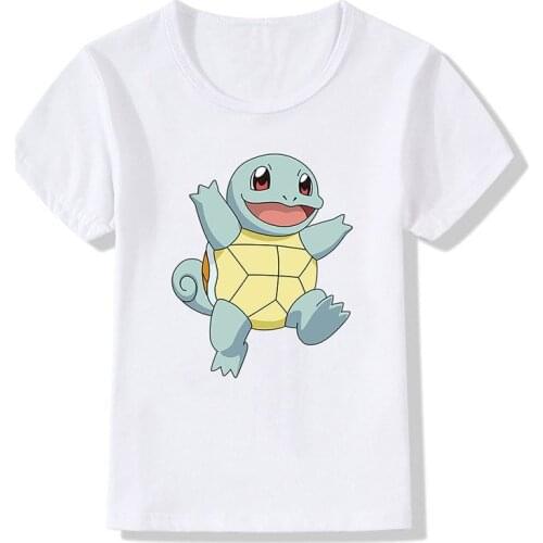 Pokemon Kids T-Shirt Boys Girls Meowth Charizard Squirtle Print Short-Sleeved T Shirt Children Pocket Monsters Clothes Tops Tee