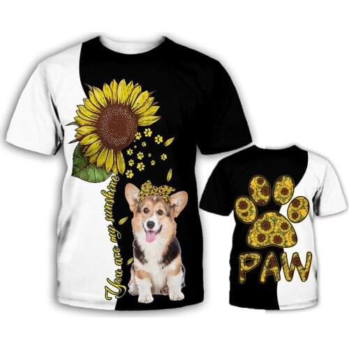 CLOOCL Pet Sunflower Design T-shirts 3D Printed Short Sleeve Tops Men Clothing Women Caaual Tops Unisex Paw Design Tees S-7XL