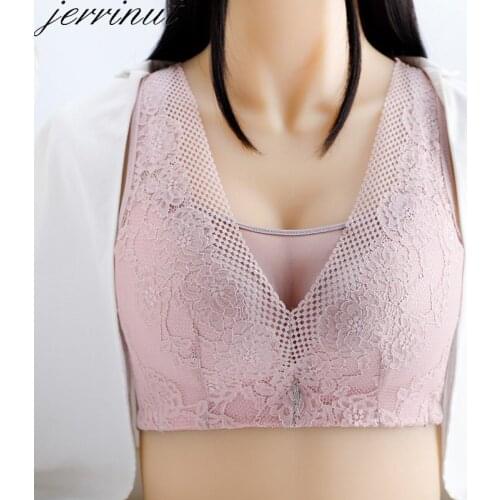 Jerrinut Plus Size Bras for Women Push up Bra Backless Bralette Top Seamless Brassiere Femme Sexy Lace Bra Bh Comfort 46 48 CDE