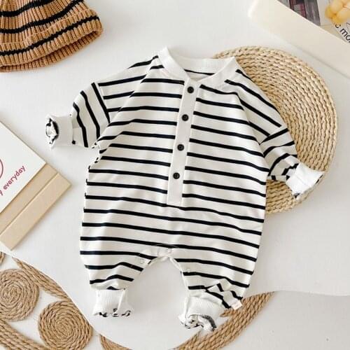 Baby Boy Romper Long Sleeve Cotton Striped Pullover Newborn Onesies Christmas Infant Outwear Clothes