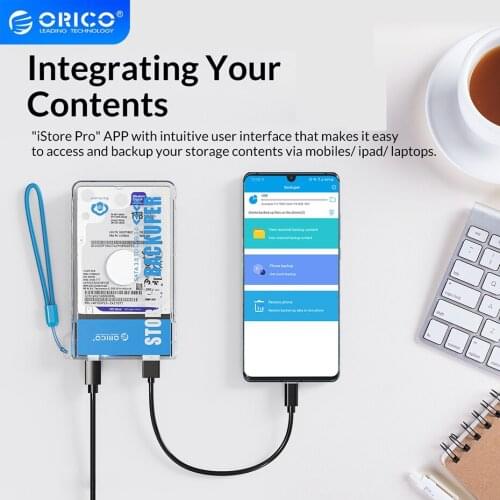 ORICO BA2110 One-Key Auto Backup Device Box for iOS Android Smartphone Tablet Support 2.5 inch HDD SSD Case Hard Drive Enclosure
