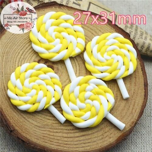 Lemon lollipop sweet dessert 10PCS polymer clay Flatback Cabochon Art Supply Decoration Charm DIY craft
