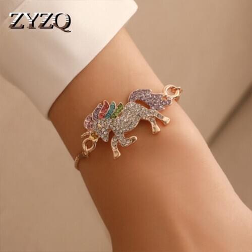 ZYZQ Lovely Bracelets Classic Magical Unicorn Accessories Daily Wear Wrist Jewelry Two Color Available Wholesale Lots&Bulk Hot
