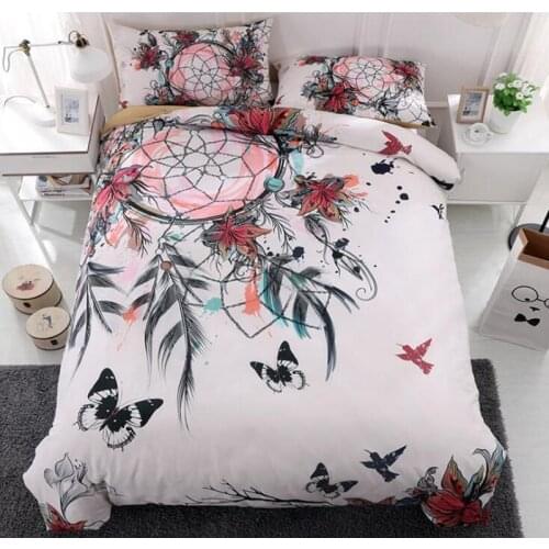3D Dreamcatcher Duvet CoverFeather Flower Bohemian Bedding Set Colorful Bed Linen Pillowcase Bed Set Queen Size
