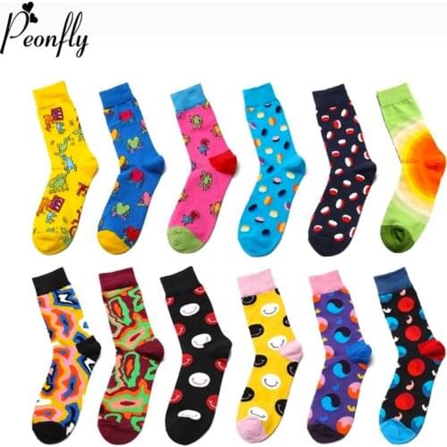 Peonfly Personality New Originality Doodle Pills Pattern Art Socks Men Happy Harajuku Casual Funny Colorful Jacquard Cotton Sock