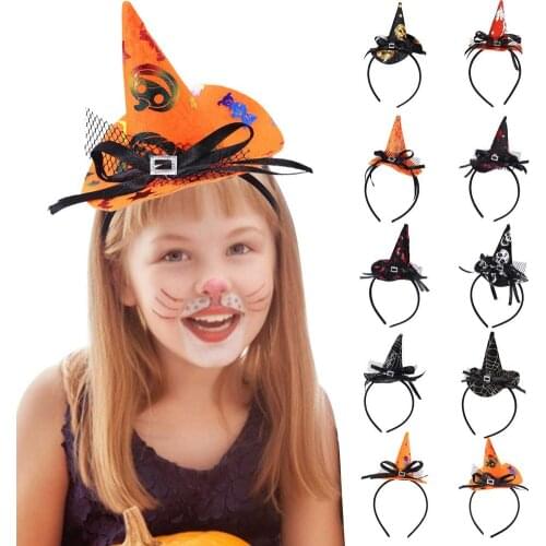 New 1pcs Halloween Girls Headband Witch Cosplay Headdress Pumpkin Hair Hoop Party Decor Gift Free Shipping