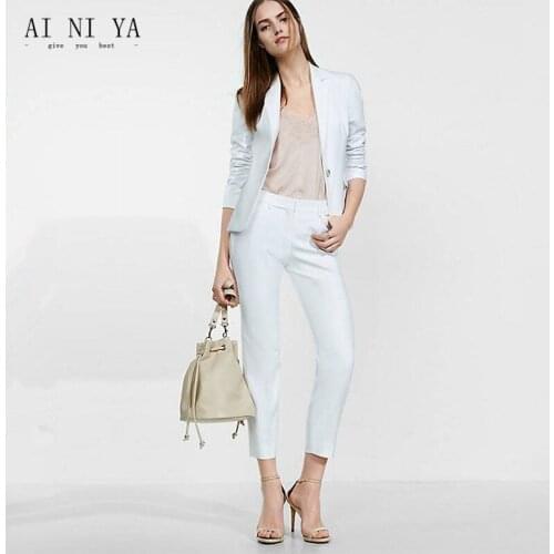New Pant Suits Women Sky Blue Casual Office Business Suits Formal Work Wear Suits Elegant Pant Suits Summer Spring Custom