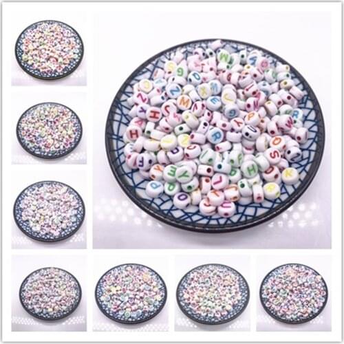 New 100pcs/lot 4x7mm Color Acrylic Spacer Beads Letter Beads Oval Alphabet Beads For Jewelry Making DIY Handmade Accessories
