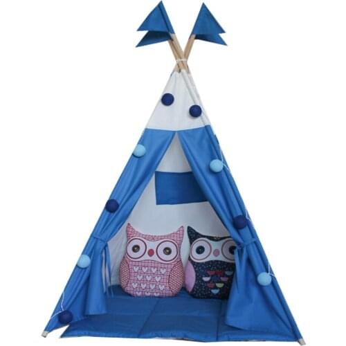 New design blue color with flags kids play tent indian teepee children playhouse