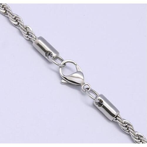 Twisted Stainless Steel Rope Chain Necklace Making, with Lobster Clasps, Size: about 20"(51cm) long, 2mm wide