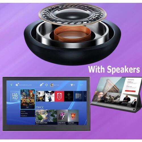 13.3 Inch IPS Raspberry Pi 1920X1080 Resolution Dual HD CCTV Portable Monitor PS3 PS4 Gaming Screen with Build-in Speakers