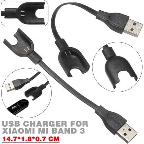 Portable USB Charging Cable Cord for Xiaomi Mi Band 3 Smart Wristband Replacement Charger Adapter Black USb Cable