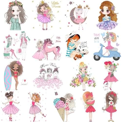 Pulaqi Cute Little Princess Iron On Transfer For Clothing Thermal Stickers On Clothes Girls Clothing Cartoon Patch DIY Appliques