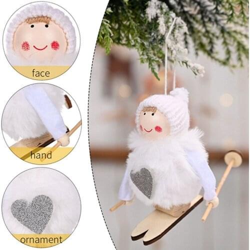 Christmas Tree Plush Ball Doll Ski Cute Christmas Doll Decoration Pendant Xmas Tree Ornament Navidad New Year Christmas Decor