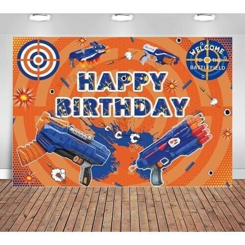 Nerf Backdrop Nerf Party War Party Happy Birthday Backdrop Nerf Party Backdrop Birthday Backdrops for Kids Nerf Party Supplies