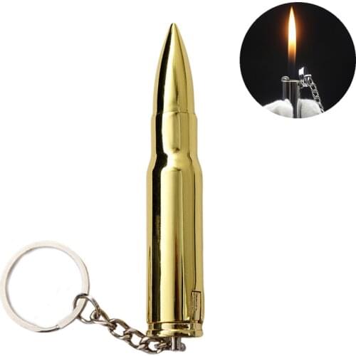 Cigarette lighter Bullet Shaped Refillable Butane Gas Lighter Cool Metal Keychain Lighters Mini Portable