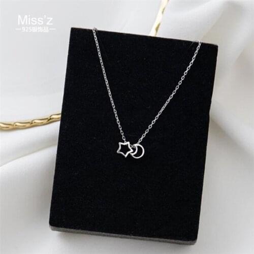 Season Gate 925 Sterling Silver Fashion Personality Hollow Star Moon Chain Gift Necklace For Women SN088