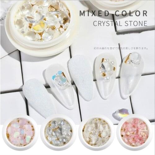 1box Nail Art Symphony Crystal Stone Rivet Rhinestone Mix Set Nail Shell Stone Jewelry Accessories DIY Decorative Art