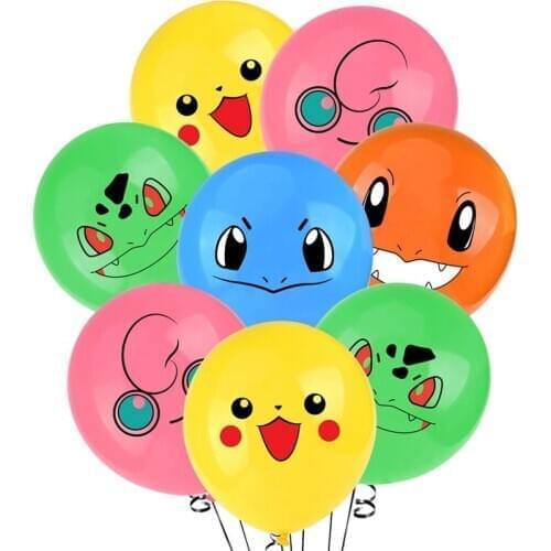 10 pcs Pokemon Pikachu Cartoon latex helium balloon Childrens birthday party decoration balloons Kids toys Room wall layout