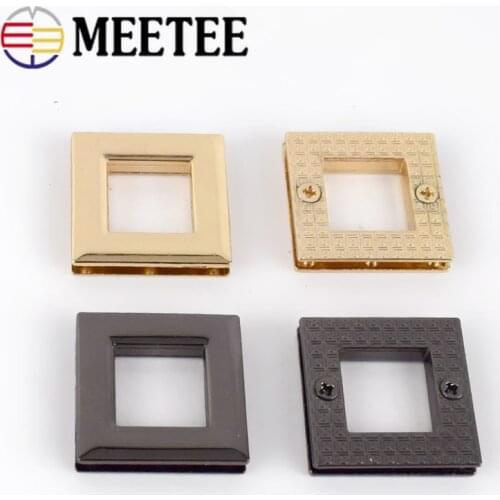 5/10pcs Meetee 17mm Metal Square Ring Buckles Eyelet Screw Buckle for Hangbag Belt Strap Dog Chain Clasp Hooks DIY Leather Craft