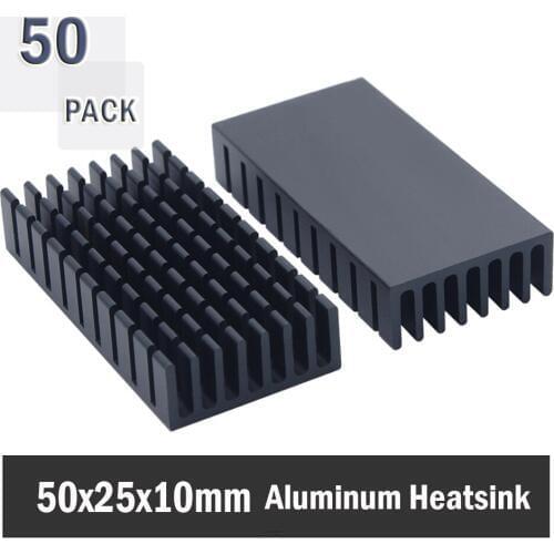 50Pcs Gdstime 50*25*10mm Heatsinks Black Broken Groove Aluminum Heart sink Cooling Fan 50mmx25x10mm IC LED Power Transistor
